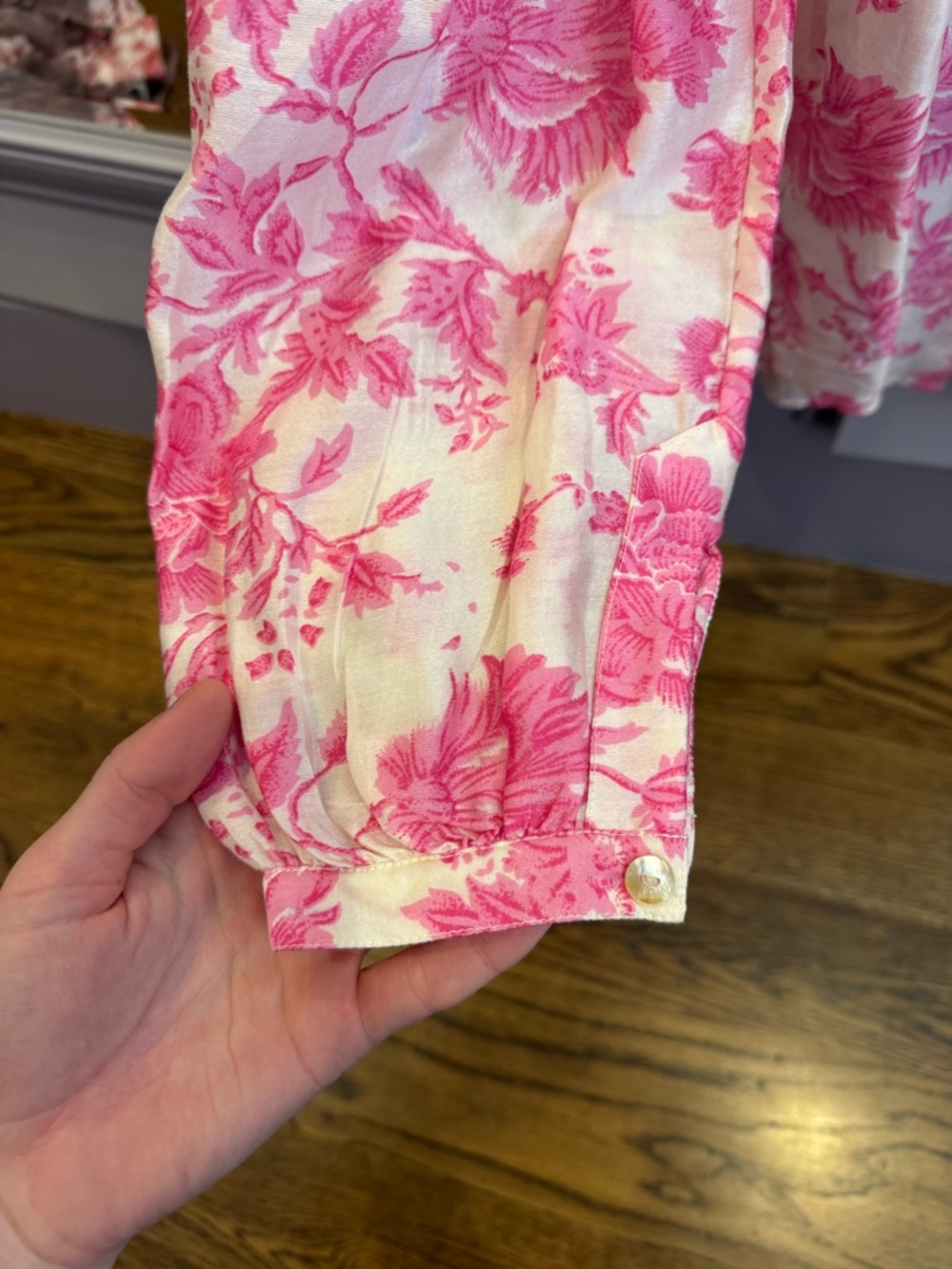 Alix Of Bohemia Cream Blouse with Pink Floral Print - Picture 2 of 5
